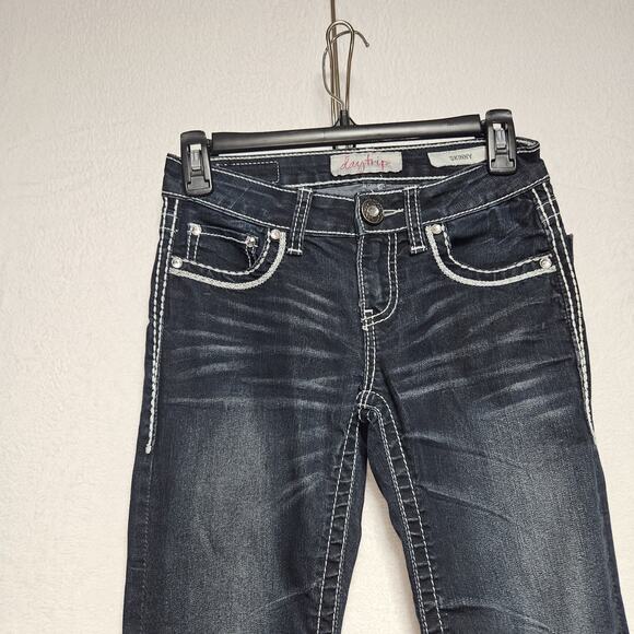 Girls Tween Daytrip Jeans SZ 14 Bling Heavy Stitching‎ Skinny Fit - Picture 8 of 8